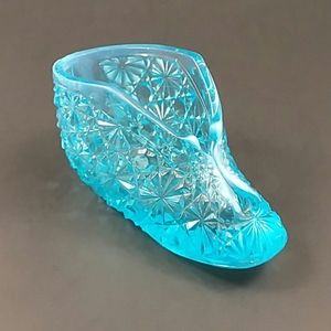 Fenton blue glass bootie